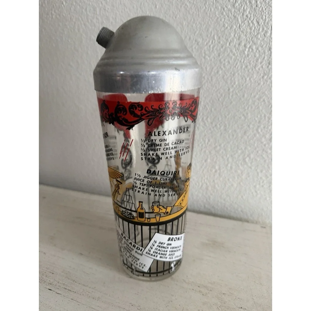 Vintage Hazel Atlas Ragtime Bar Cocktail Martini Shaker‎ Chrome Lid-no Cap